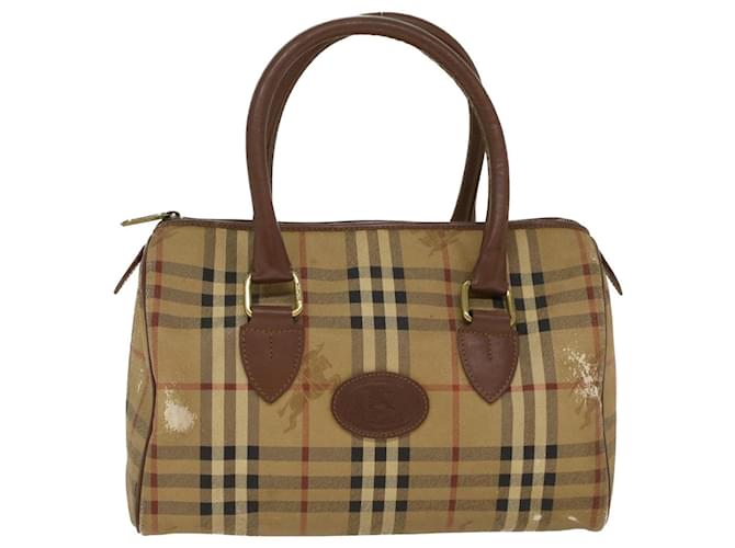 Autre Marque Burberrys Nova Check Hand Bag PVC Leather Beige Brown Auth 48027  ref.1000463