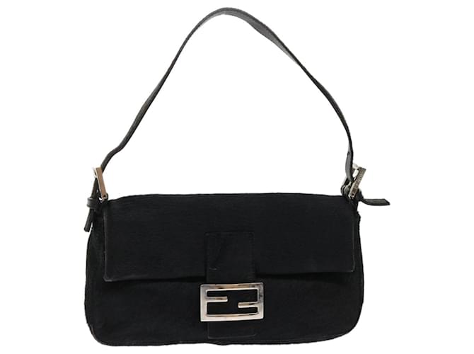 FENDI Mamma Baguette Shoulder Bag Harako leather Black Auth fm2535  ref.1000497