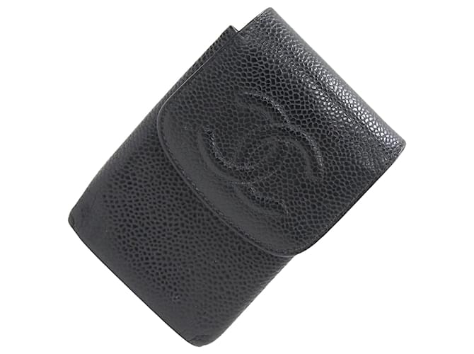 Timeless Chanel Logo CC Black Leather  ref.1000520