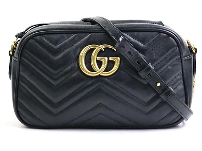 GUCCI GG Marmont Small Camera Bag in Black Leather