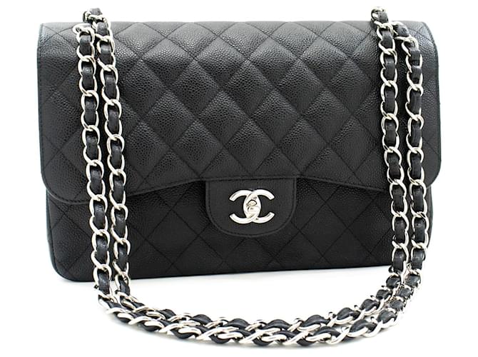 Chanel lined Flap Black Leather  ref.1000597