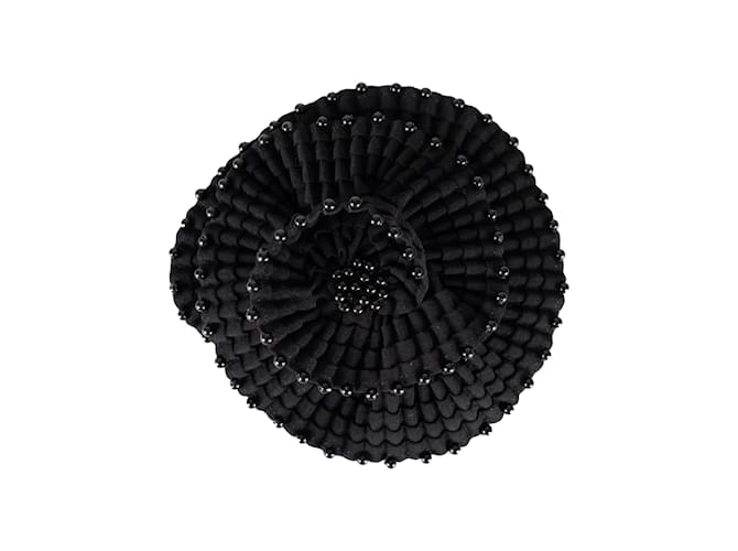 Autre Marque Matsuda Beaded Flower Brooch Black Polyester  ref.1000725