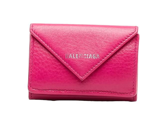 Balenciaga Leather Trifold Wallet 391446 Pink Pony-style calfskin  ref.1000825
