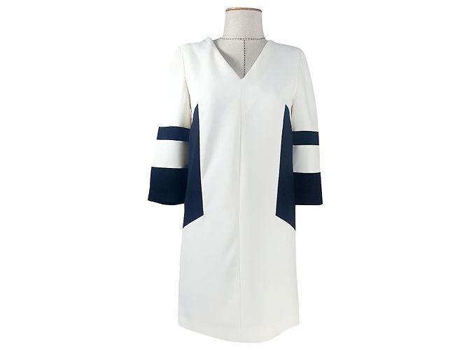 Autre Marque Vestido de poliéster blanco y negro