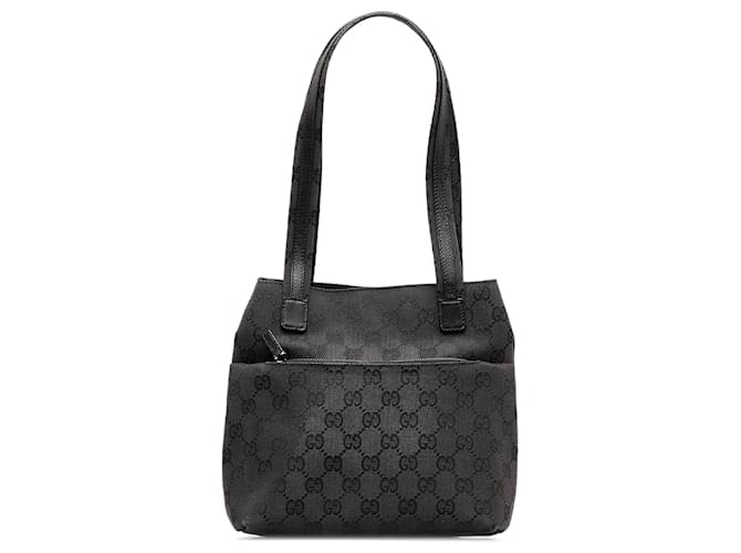 Gucci, Bags, Black Gucci Canvas Tote Shoulder Bag