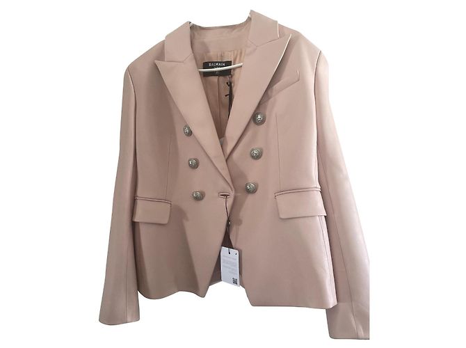 Balmain LEDER BLAZER FR44 New with Tags ROSE Flesh