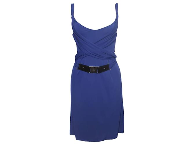 gucci, dark blue dress with wrapbelt. Viscose  ref.1001621