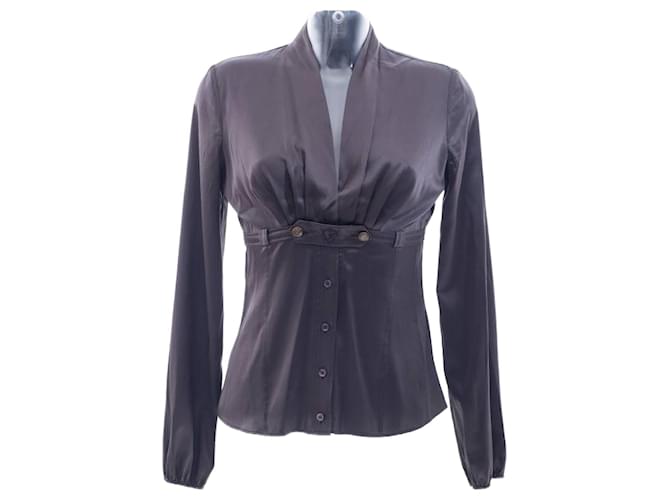 Gucci dark brown silk blouse  ref.1001622