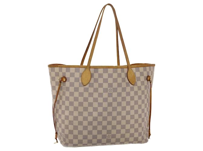 Louis Vuitton Neverfull MM Tote Bag Damier Azur Canvas With
