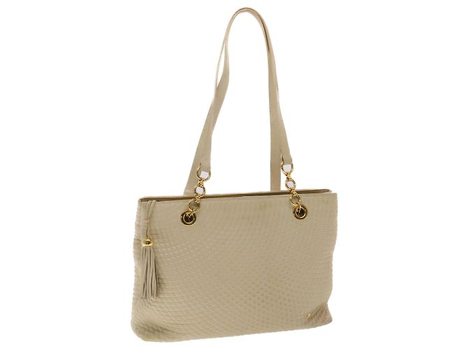 Bolsa de ombro acolchoada BALLY couro bege Auth yb275