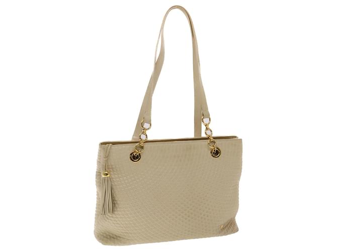 BALLY Quilted Shoulder Bag Leather Beige Auth yb275  ref.1001662