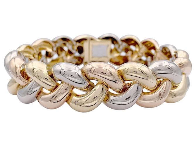Bracelet Poiray, "Tresse", trois tons d'or. Or blanc Or jaune Or rose  ref.1001682