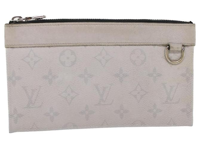LOUIS VUITTON Monogram Taigarama Pochette Discovery PM Bag M30279 LV Auth 48626 Grey Leather  ref.1001691