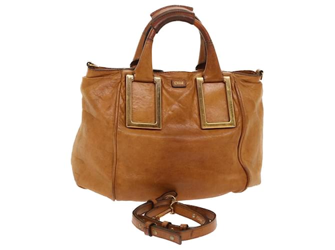 Chloé Chloe Etel Hand Bag Leather 2way Brown 01-11-50 Auth yb263  ref.1001743