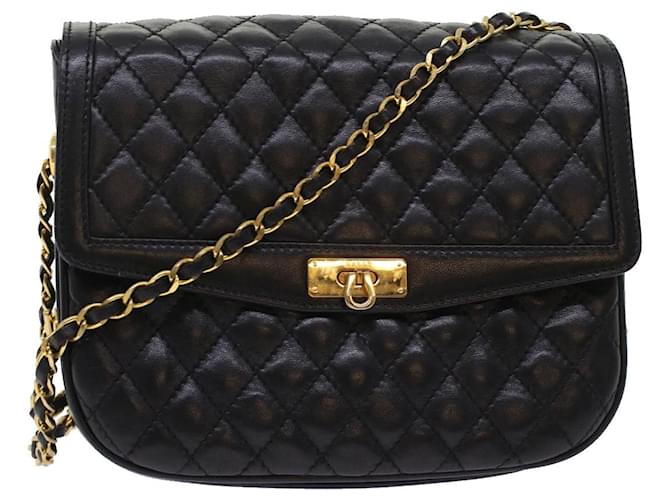 BALLY Quilted Chain Shoulder Bag Leather Black Auth yk7930b  ref.1001747
