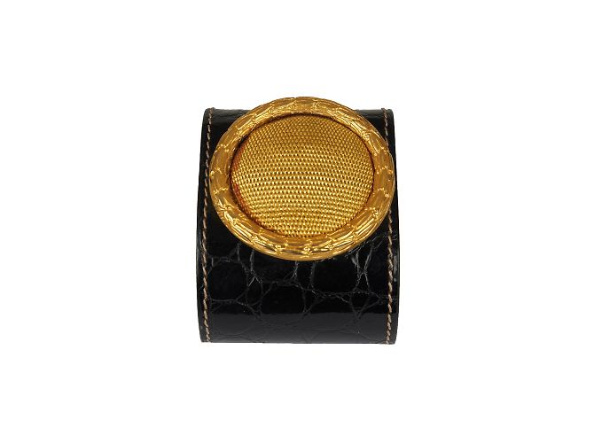 Pulseira de couro rígido Gianfranco Ferré Preto