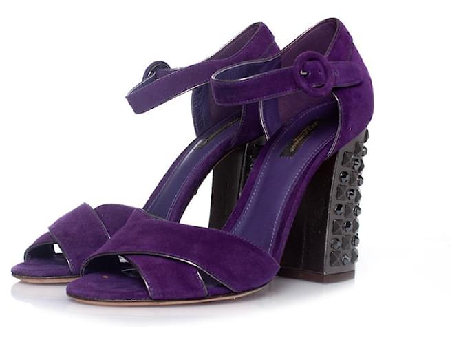 Dolce & Gabbana, Sandales à talons cloutés en daim violet Suede  ref.1001866