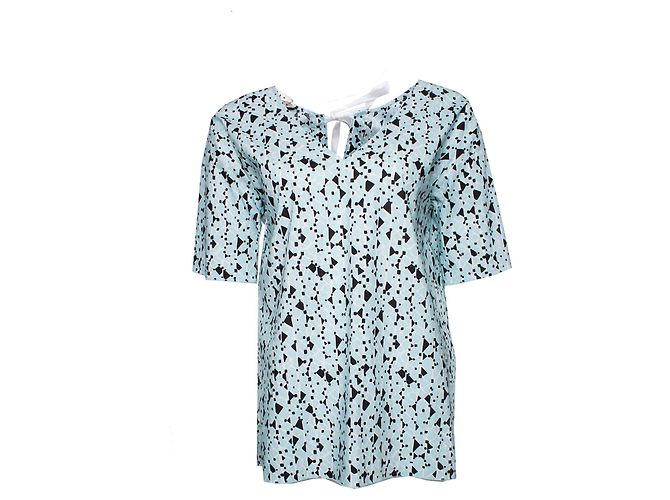 Marni, Blusa de popeline de algodão com costas abertas. Azul