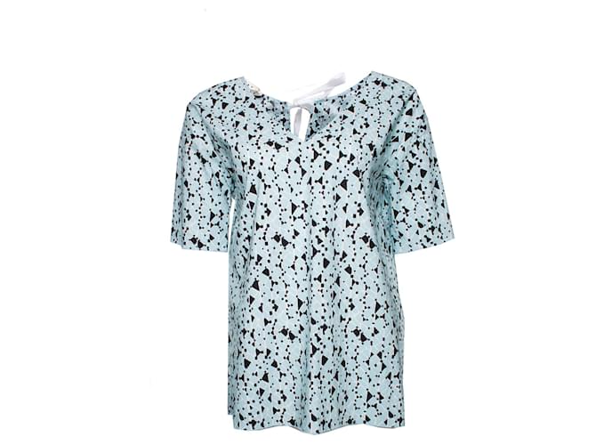 Marni, Blusa de popeline de algodão com costas abertas. Azul  ref.1001887