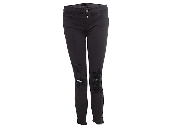 J Brand, grey ripped cropped stretch jeans Cotton  ref.1001901