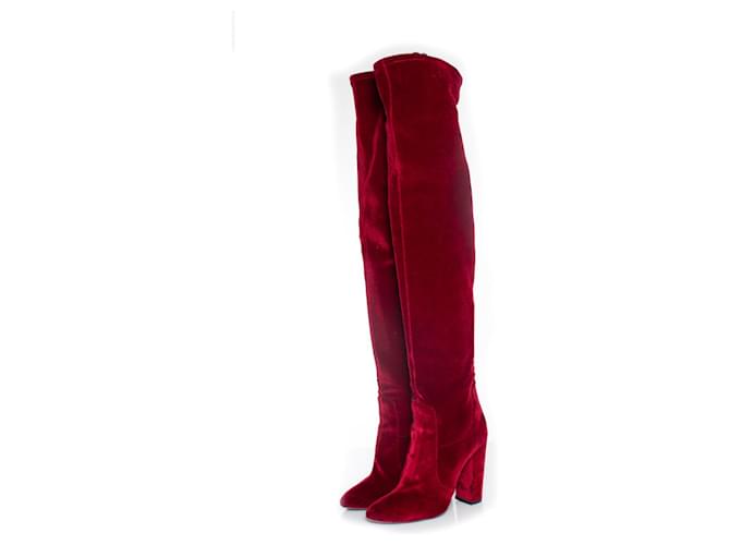 Aquazzura Aquazurra, velvet over the knee boots Red  ref.1001904