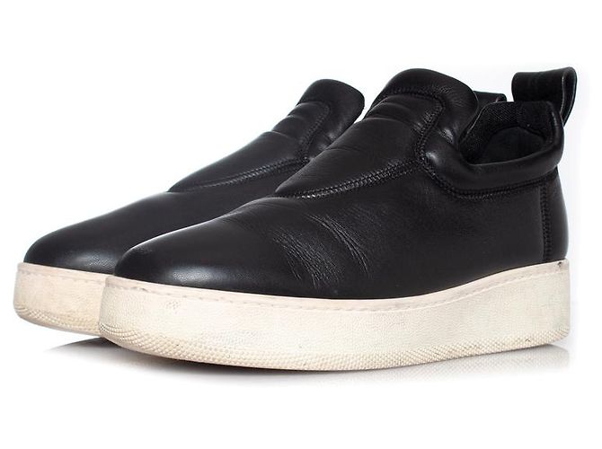 Céline Celine, Sneaker slip on in pelle nera Nero