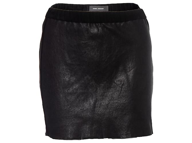 Isabel Marant, mini-jupe en cuir stretch Noir  ref.1001915