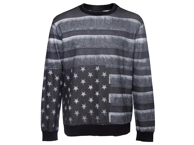 GIVENCHY, suéter de cuello redondo con bandera estadounidense Gris Algodón Poliéster  ref.1001937