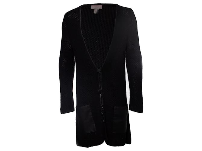 Autre Marque Tony Cohen, knitted cardigan with imitation leather pockets Black Cotton Cashmere  ref.1001939