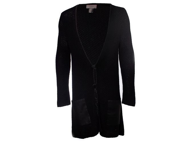 Autre Marque Tony Cohen, Strickjacke mit Taschen aus Kunstleder Schwarz