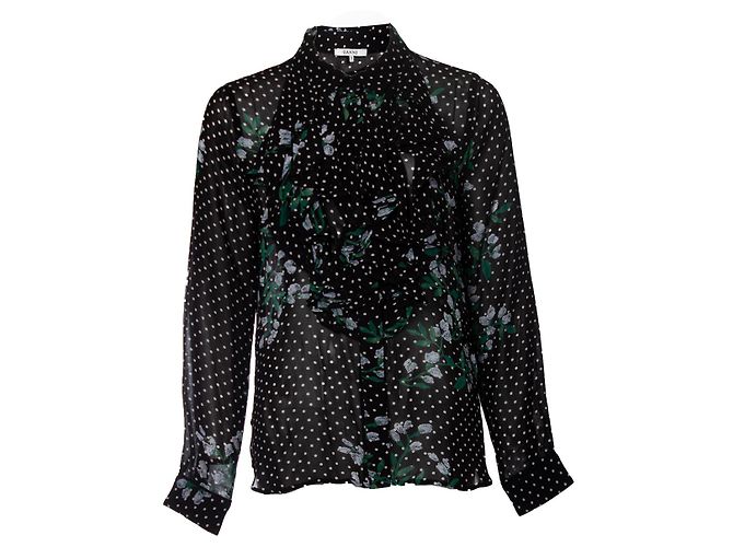 GANNI, Blusa com babados de bolinhas Preto