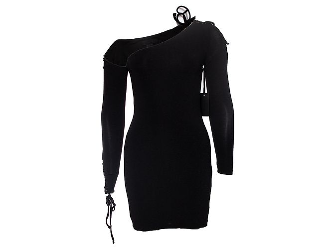 Autre Marque horas, minivestido brilhante com rendas Preto
