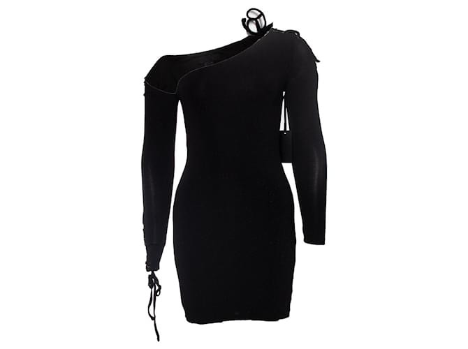 Autre Marque heures, mini-robe scintillante avec lacets Noir  ref.1001955