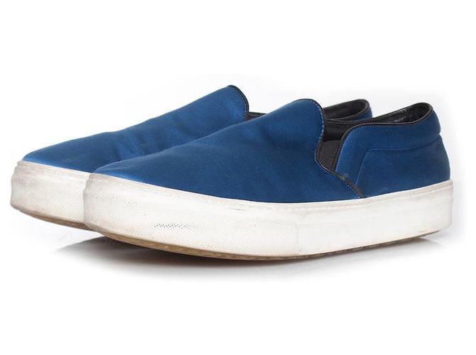 Céline Celine, sneaker slip-on in raso Blu
