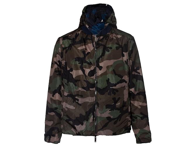 Valentino, Reversible camouflage print wind breaker Blue Multiple colors Green Polyester  ref.1001970