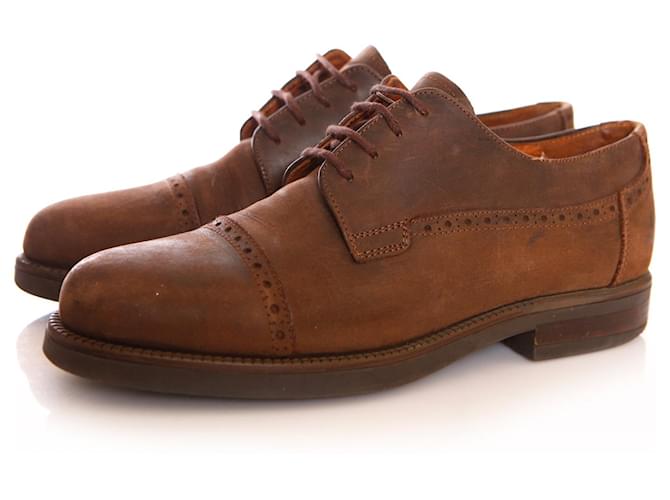 Autre Marque Johnston & Murphy, Brown leather cap toe lace-up Derbys in size 9.5/42.5.  ref.1001982