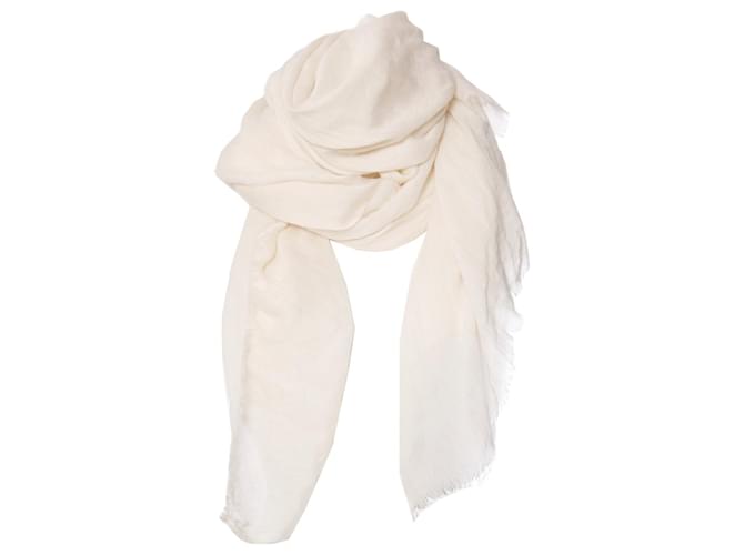 Autre Marque Sue & Kashmiere, white cashmere scarf with raw fringes.  ref.1001984