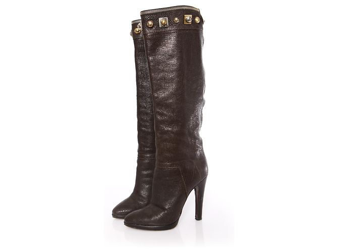 Giuseppe Zanotti, Brown leather boots with studs.