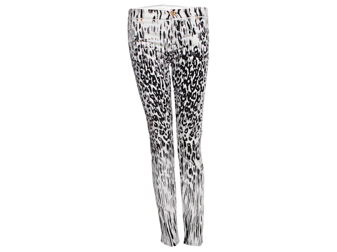 7 For All Mankind, jeans with dalmatian print. Black White Cotton  ref.1002005