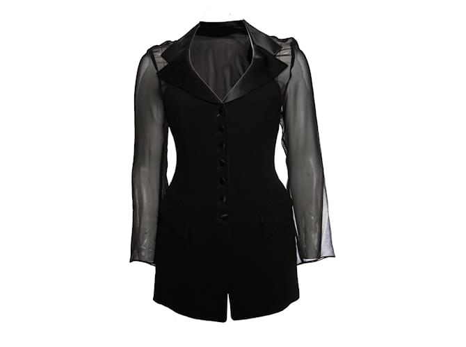 Rena Lange, Black semi-transparent blazer jacket. Wool  ref.1002009