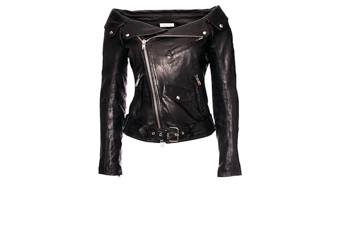 Faith Connexion, Off-shoulder biker jacket. Black Leather  ref.1002013