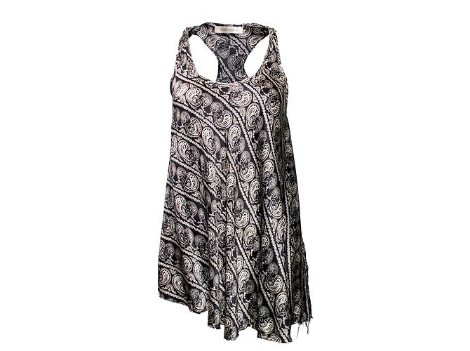 PIERRE BALMAIN, asymmetric top with paisley print. Black White