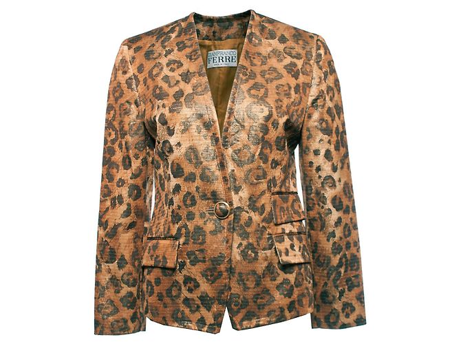 Gianfranco Ferré GIANFRANCO FERRE, blazer leopardo com lurex. Marrom