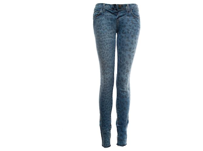 Current Elliott Elliot actual, jeans azules con estampado de leopardo Algodón  ref.1002036