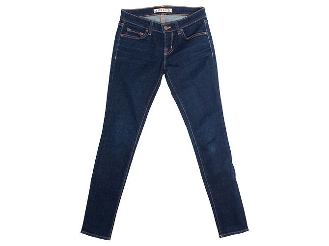 J Brand marca j, jeans azules con costuras naranjas