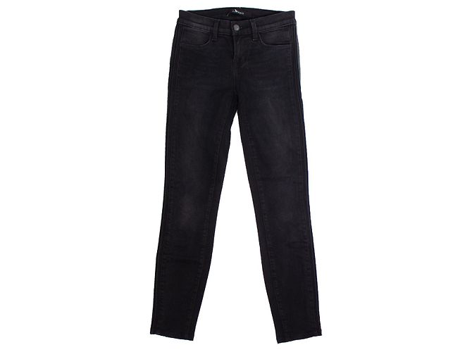 J Brand Marca J, Calça jeans preta com acabamento em couro Preto