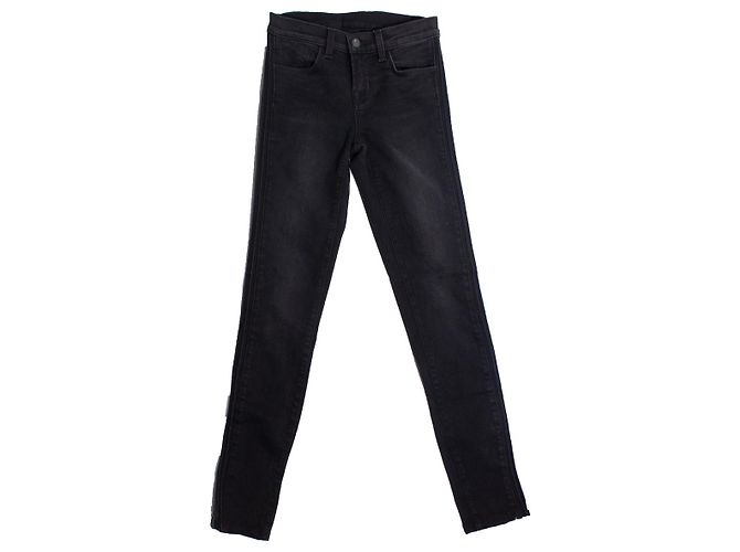 J Brand Marca J, Calça jeans preta com acabamento em couro Preto