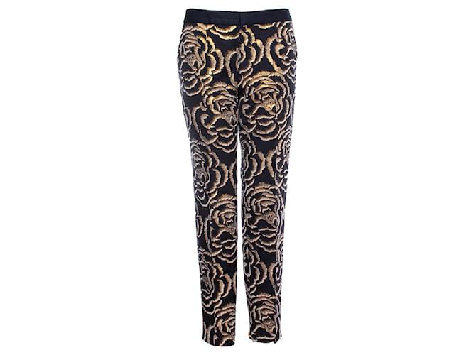 Autre Marque Chloe Stora, trousers with golden flowers Blue Polyester  ref.1002071
