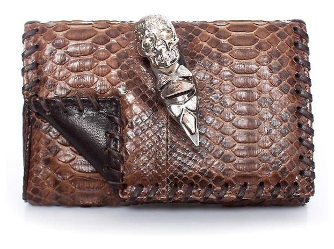 Autre Marque Casa Du Posh, embreagem python marrom
