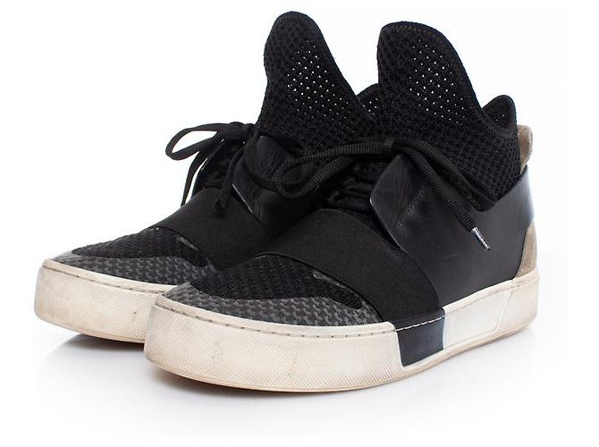 Balenciaga, Elastische High-Top-Sneaker Schwarz Grün